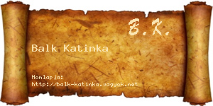 Balk Katinka névjegykártya